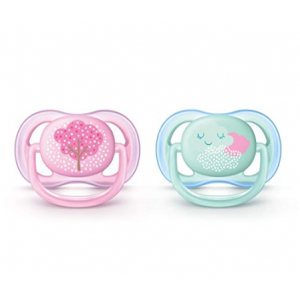 Philips AVENT Ultra Air Pacifier Contemporary Decos Pink and Blue 2 Pack
