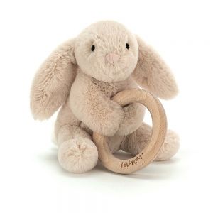 Jellycat Shooshu Bunny Wooden Ring Toy