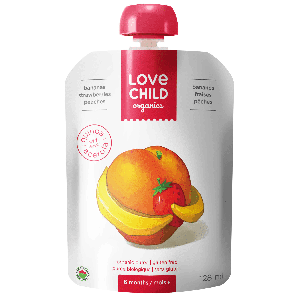 Love Child 有機果泥（香蕉，草莓和桃子），125毫升無麩質
