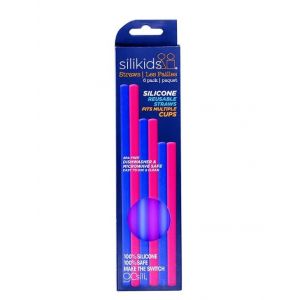 Silikids - Reusable Silicone Straws 6pk - Berry & Cobalt