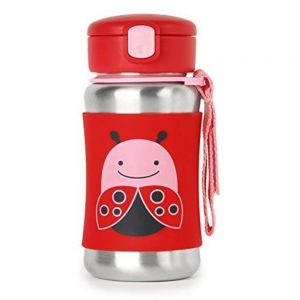 Skip Hop Zoo Stainless Steel Straw Bottle - Ladybug 12 oz.