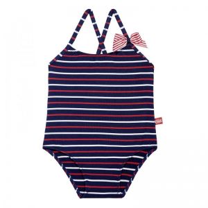 Condor Stripes Club Print Swimsuit With Bow Navy Blue Marino 480