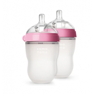 COMOTOMO Silicone Baby Bottle Pack Pink 2 x 250ml - Medium Flow