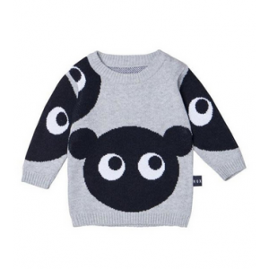 Huxbaby Shadow Bear Knit Jumper - Grey Marle 7 Year