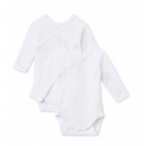 Petit Bateau Organic 2 Bodies White Long Sleeves 