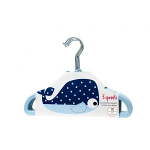 3 Sprouts Hangers (set of 10) Whale