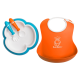 BabyBjorn Feeding Set-Orange Soft Bib,Turquoise Plate, Orange Spoon and Turquoise Fork