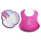 BabyBjorn Feeding Set-Pink Soft Bib,Purple Plate, Purple Spoon and Pink Fork