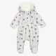 Catimini Lined White Cats and Dogs Printed Snowsuit Raining Cats & Dogs