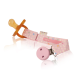 Hevea Natural Pacifier Holder Pink Organic