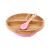 Avanchy Toddler Bamboo Stay Put Suction Divided Plate & Spoon Pink