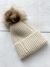 Mini Bretzel Beanie Beige Single Pompom