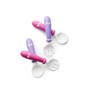 BabyBjorn Baby Spoon & Fork - Pink/Purple 4Pcs