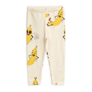 Mini Rodini Banana Aop Legings - Off White