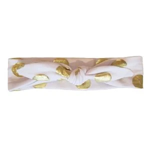 Baby Wisp Top Knot Headband White/ Gold Dots 3m+