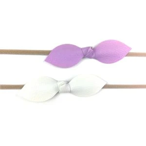 Baby Wisp - Headband 2 pack Leather Knot- White/Lilac 3m+