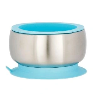 Avanchy Stainless Steel Stay Put Suction Bowl Blue