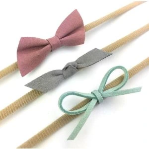 Baby Wisp 3 Mixed FauxSuede HB Set - Dusty Rose/Grey/Mint 3-12m