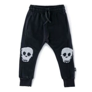 Nununu Water Skull Patch Baggy Pants Black