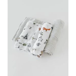Little Unicorn Organic Cotton Muslin Swaddle 2 Pack Forest Friends