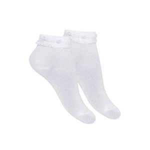 Condor Floral Ankle Socks With Folded Cuff Blanco 200 (White)