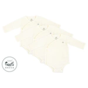 Nest Designs Basics Organic Cotton Ribbed Kimono Long Sleeve Onesie (3 Pack) - White 0-3M