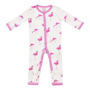 Kyte Baby Printed Romper in Flamingo 3-6 months
