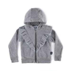 Nununu Ruffled Zip Hoodie Heather Grey 