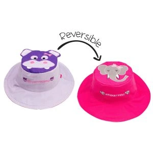 Flapjackkids Reversible Kids Sun Hat - Hippo/Elephant 0M-6M