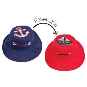 Flapjackkids Reversible Kids Sun Hat - Sailboat/Anchor - 4Y-6Y