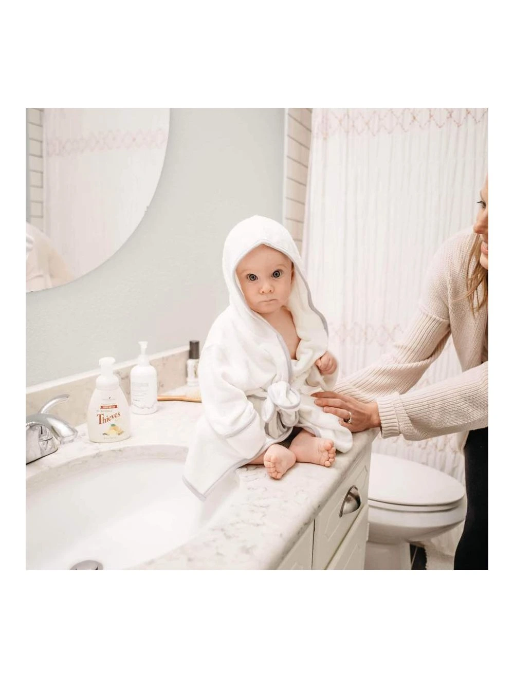Kyte Baby Bath Robe In Storm With Cloud Trim 18 36m